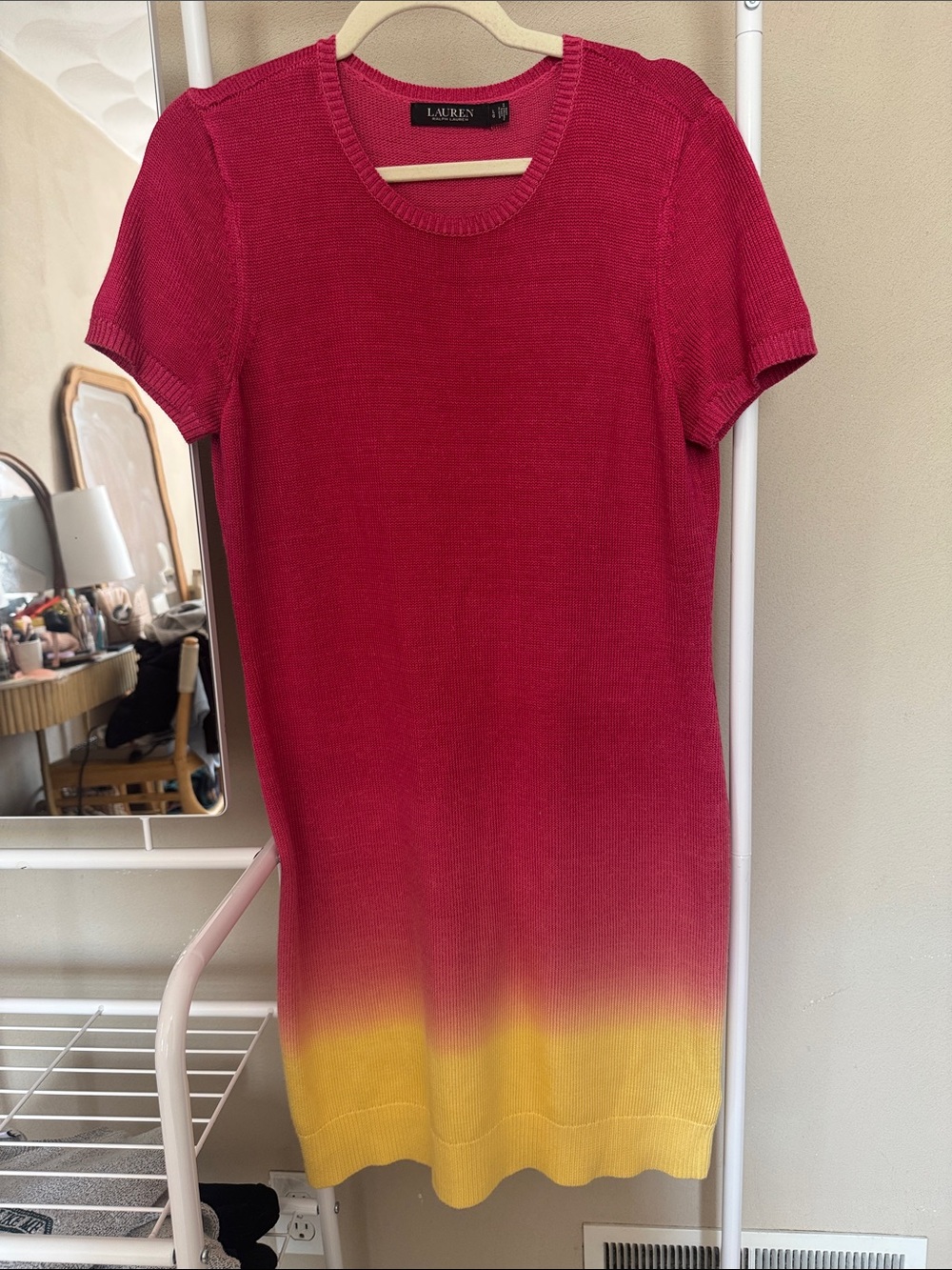 Lauren Ralph Lauren Red to Yellow Ombré Knit Mini Dress